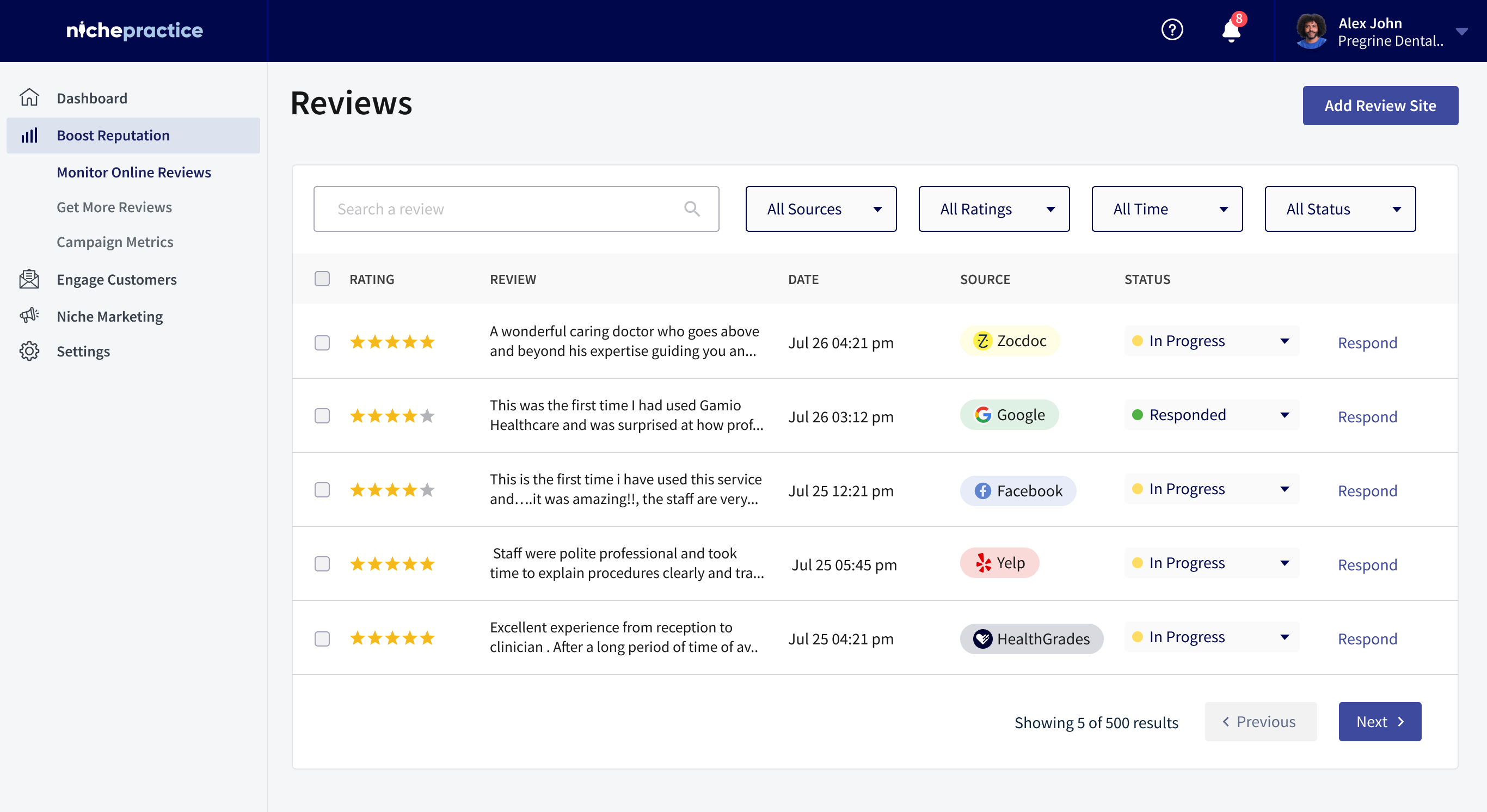 Reviews in one place