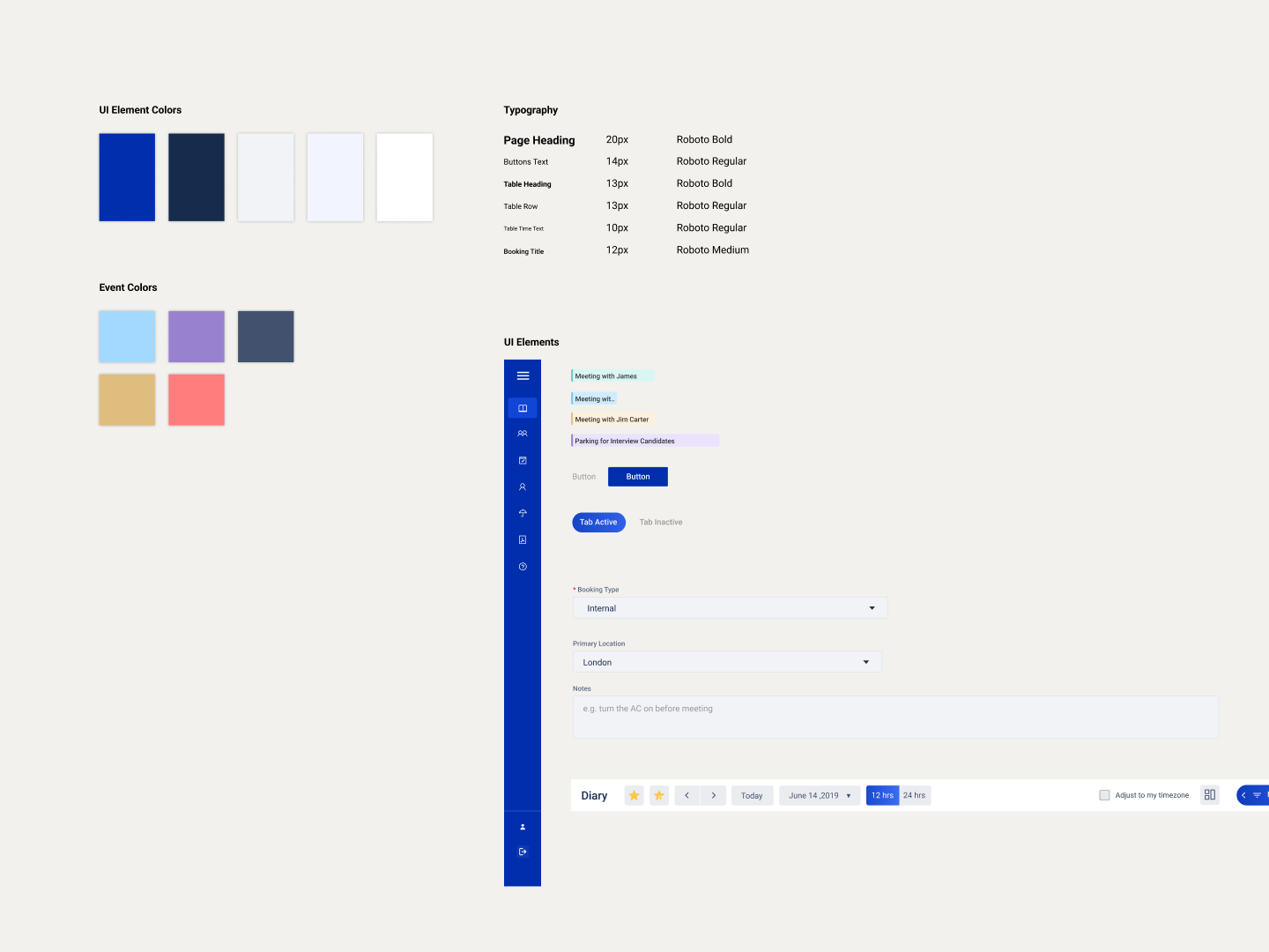 Basic visual style guide and components list